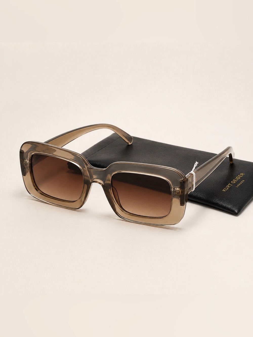 Kurt Geiger Transparent Brown Oversized Square Sunglasses